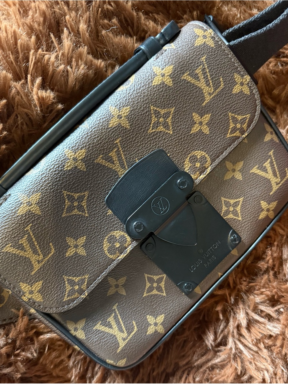 Louis Vuitton Monogram Macassar S Lock Sling Bag